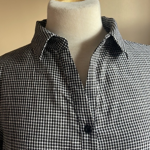 *NWOT* Mod Ref / Gingham Checkered Plaid Button Up Shirt with Front Tie / M - Picture 2 of 8
